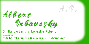 albert vrbovszky business card